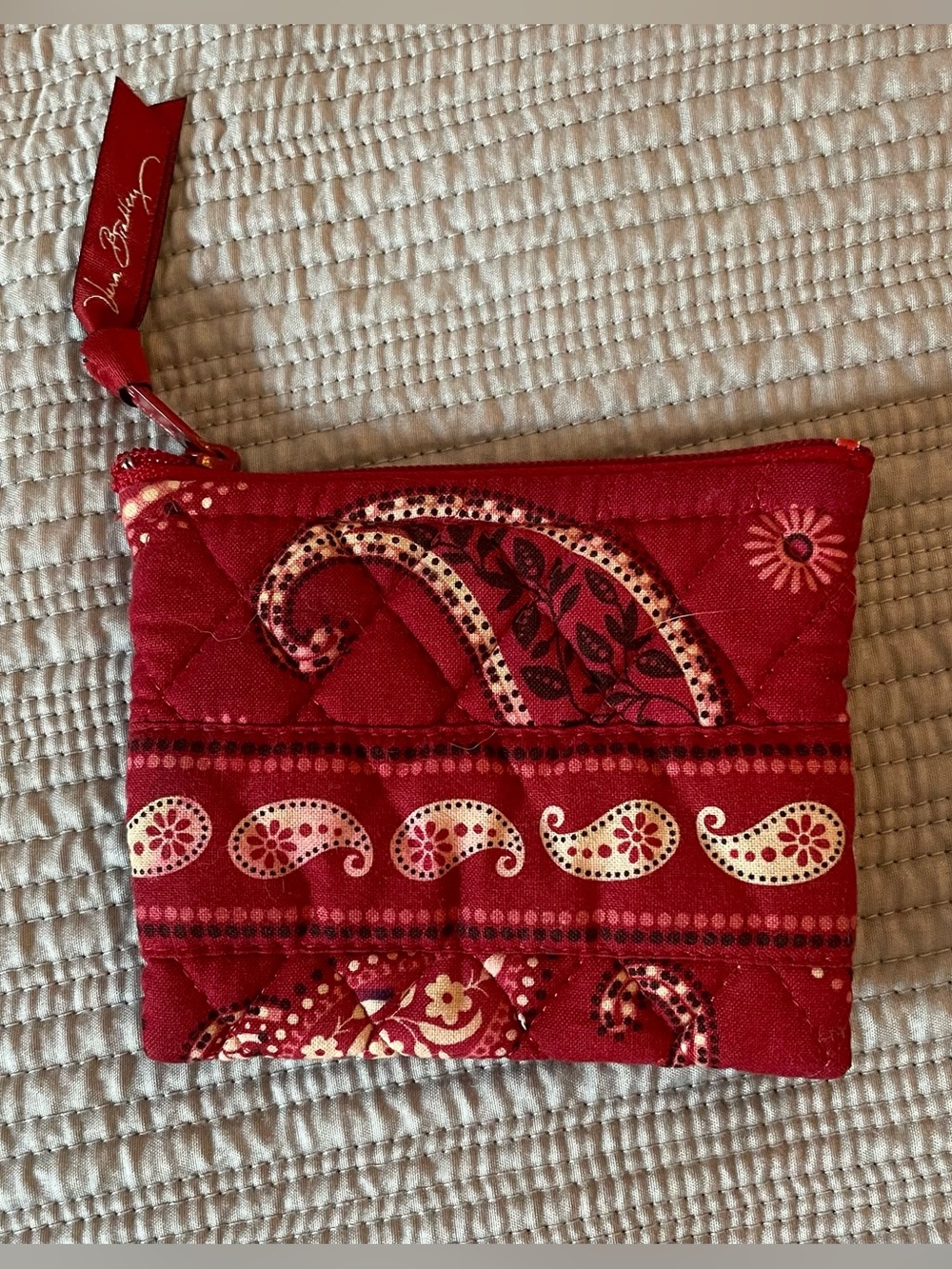 Vera Bradley Red Quilted Zip Coin Pouch